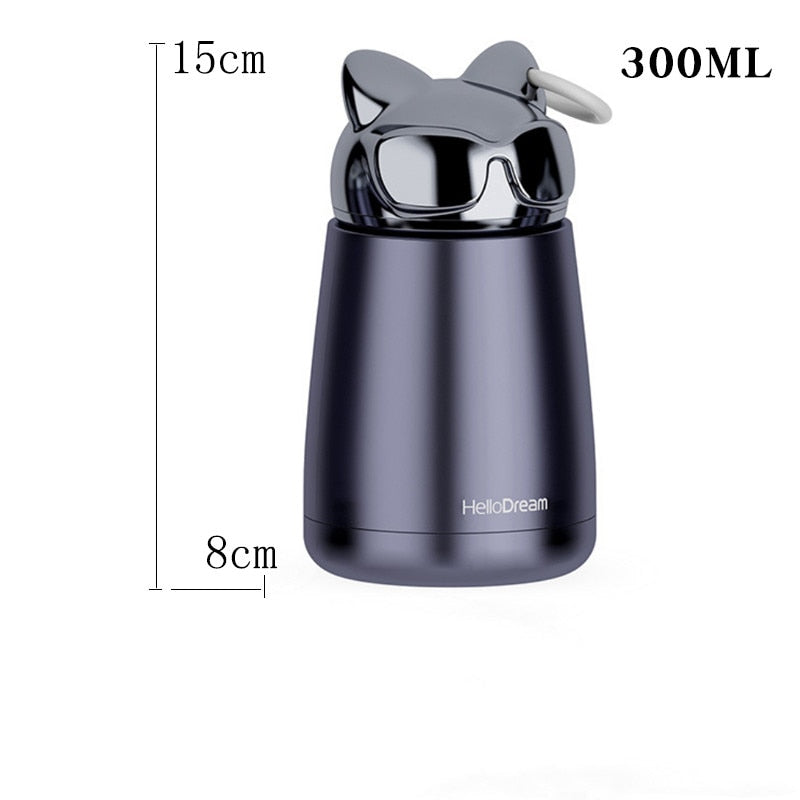 Cat Thermos Flask - Blue