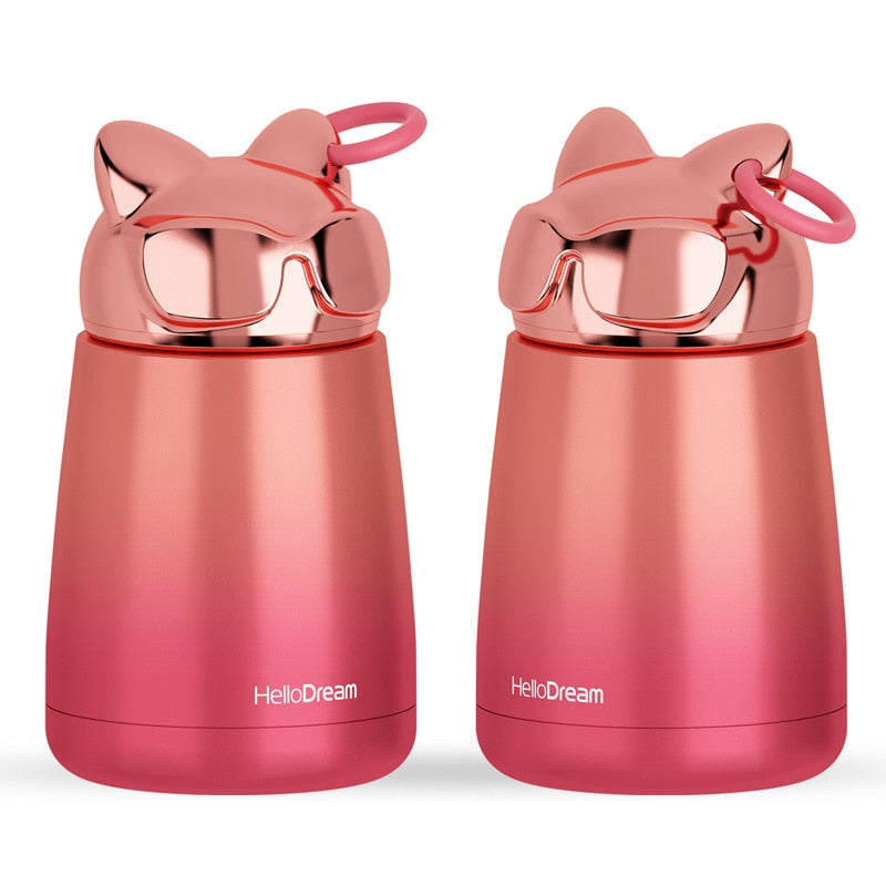 Cat Thermos Flask - Pink