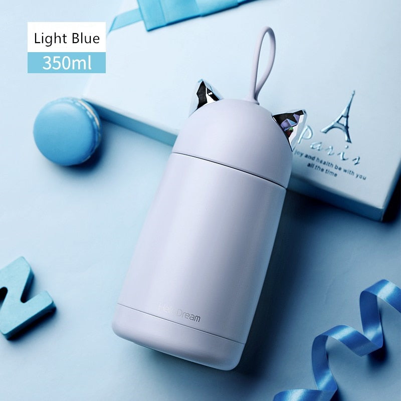 Cat Thermos Mug - 350ML / Light Blue