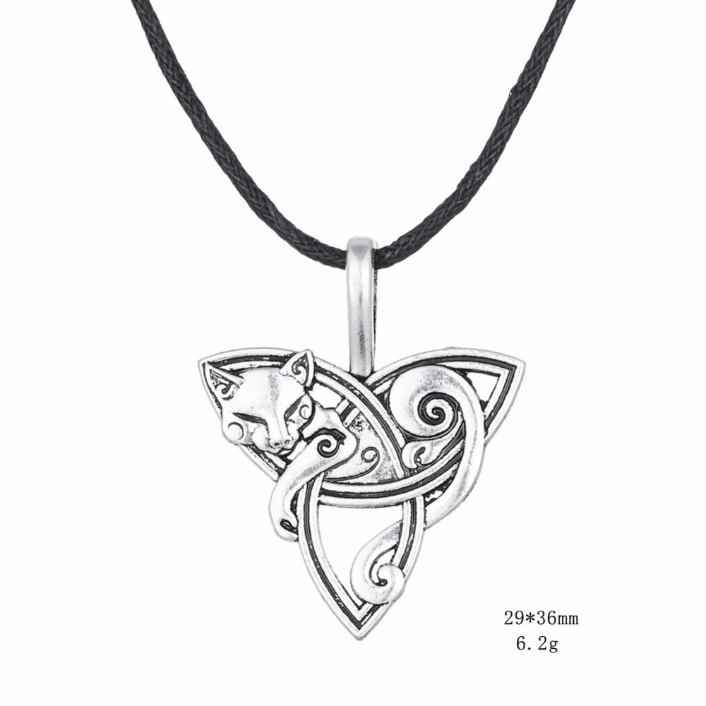 Cat Triquetra Necklace - Rope - Cat necklace