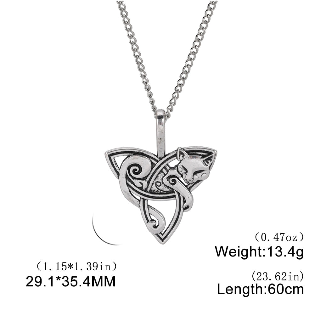Cat Triquetra Necklace - Stainless - Cat necklace