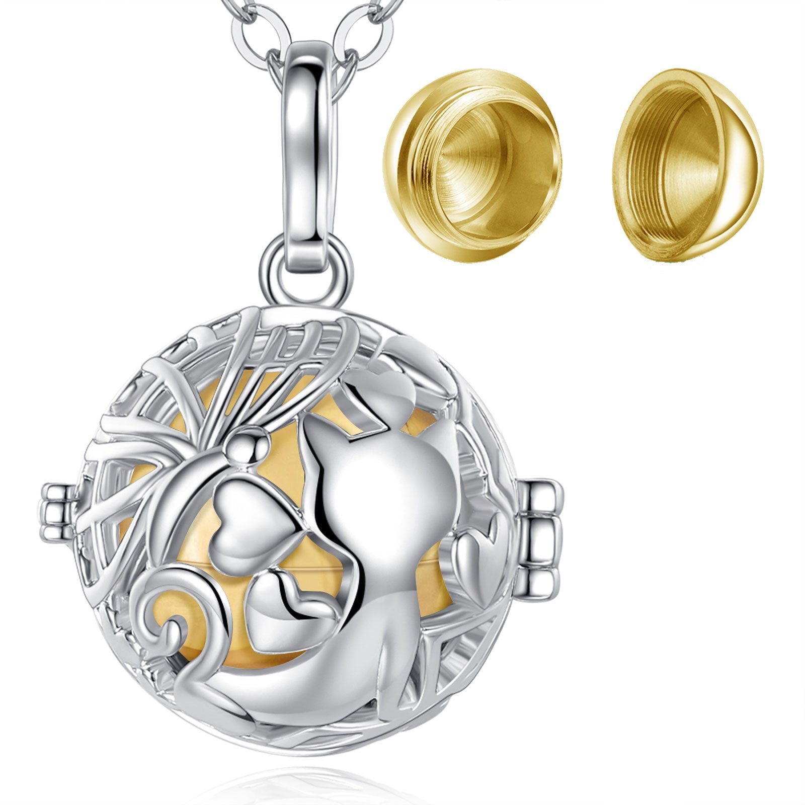 Cat Urn Necklace - Gold - Cat necklace