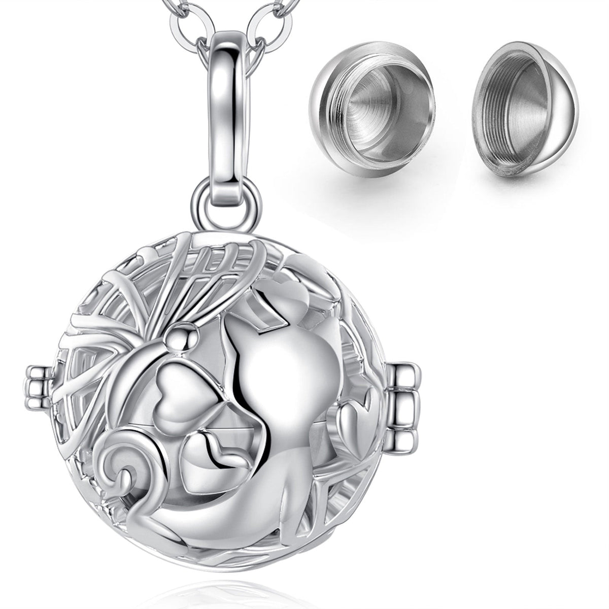 Cat Urn Necklace - Silver - Cat necklace
