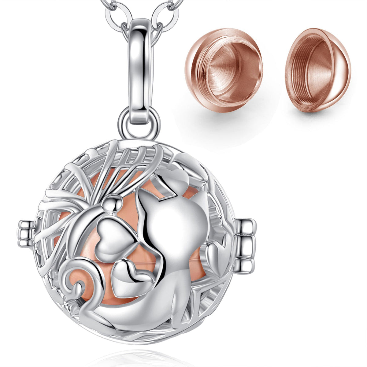 Cat Urn Necklace - Rose Gold - Cat necklace