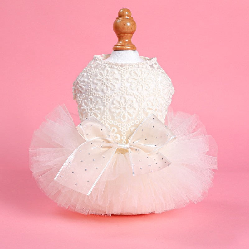Cat Wedding Dress - White-Pink / XS