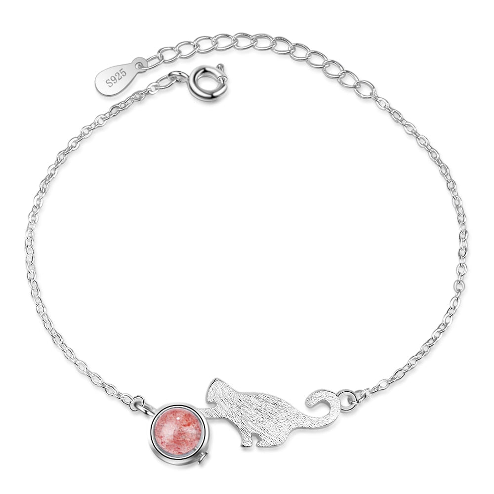 Cats Eye Stone Bracelet - Pink - Cat bracelet