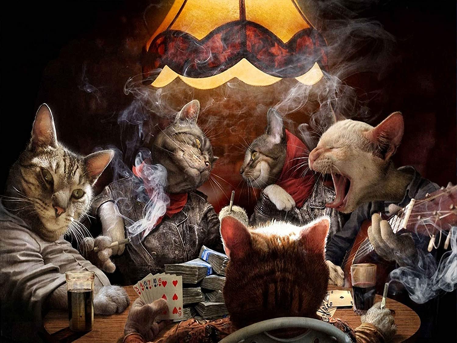 Cats Playing Poker Tapestry - 330x220cm130x87inch - Cat