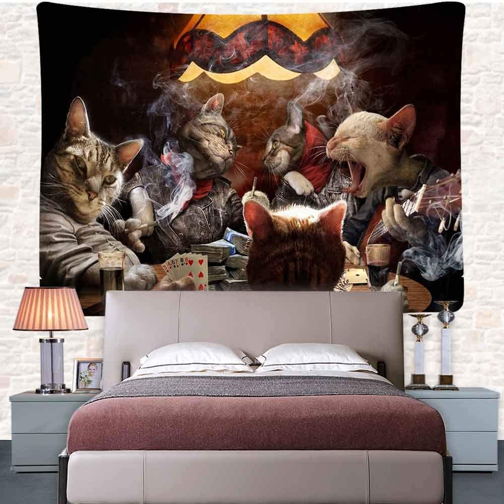 Cats Playing Poker Tapestry - Cat Tapestry