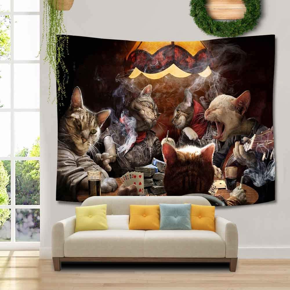 Cats Playing Poker Tapestry - Cat Tapestry