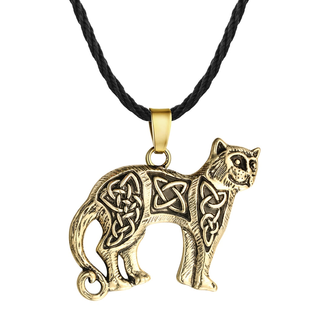 Celtic Cat Necklace - Gold - Cat necklace