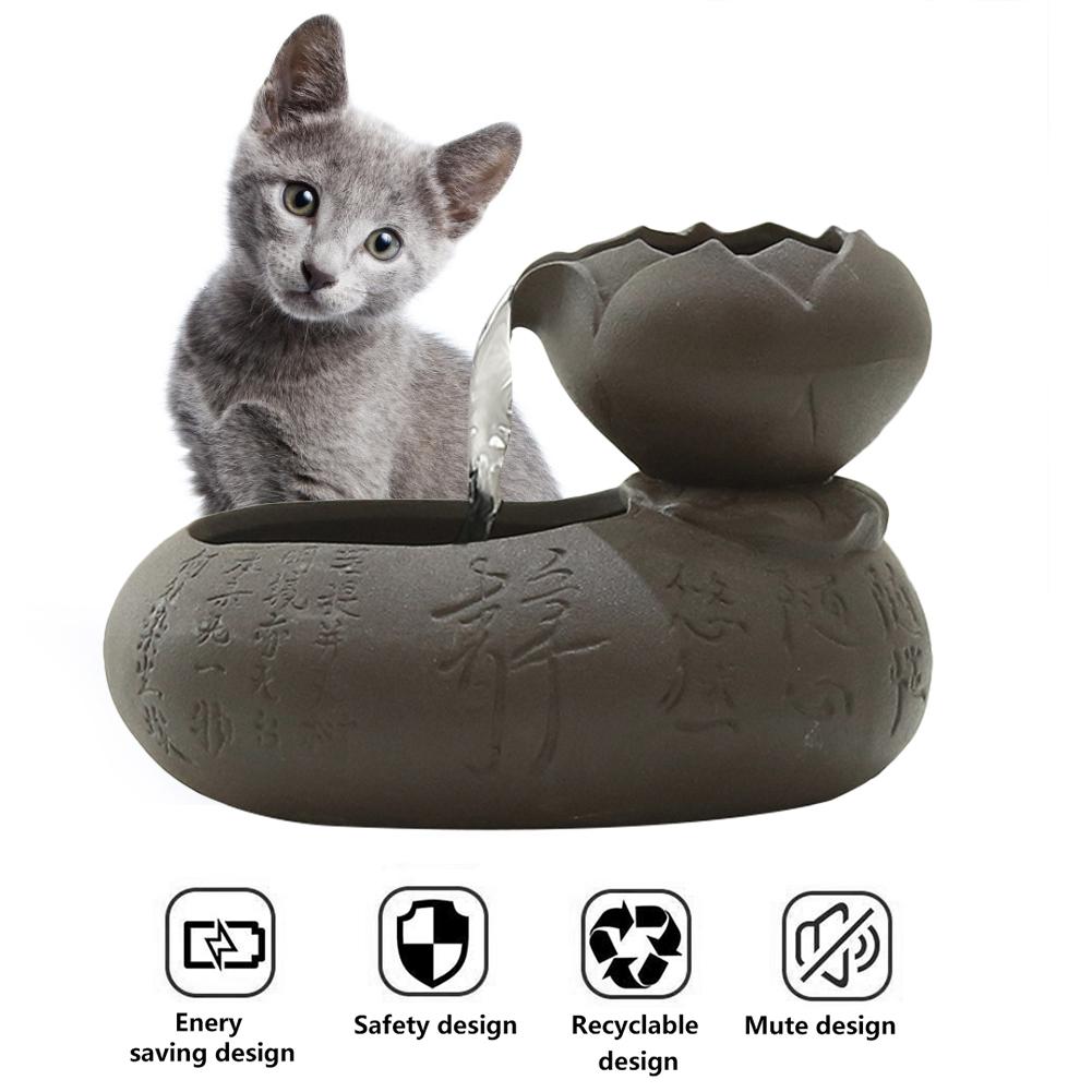 Ceramic Cat Water Fountain - Black - Cat water fountain