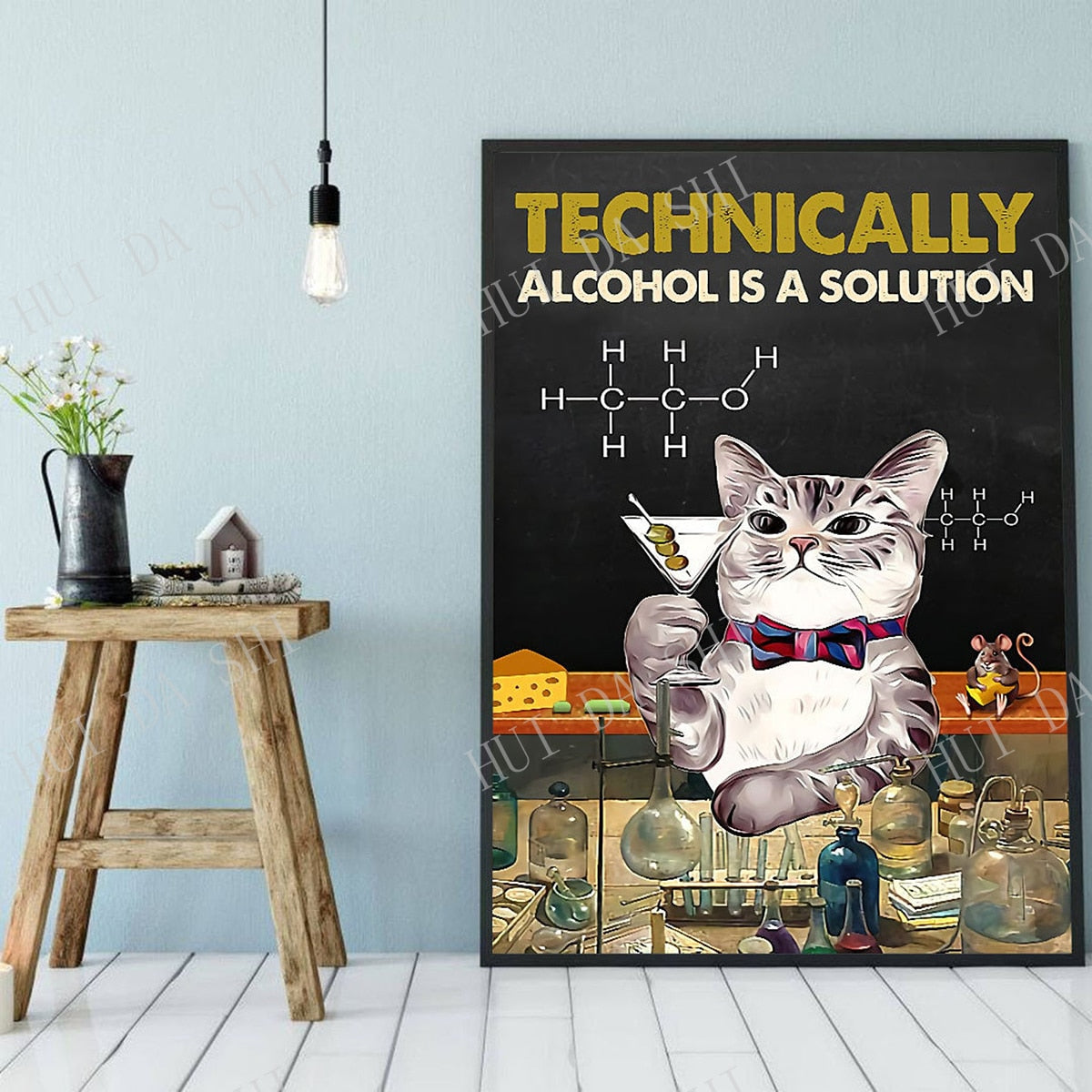 Chemistry Cat Posters - 10X15cm canvas / Black - Cat poster
