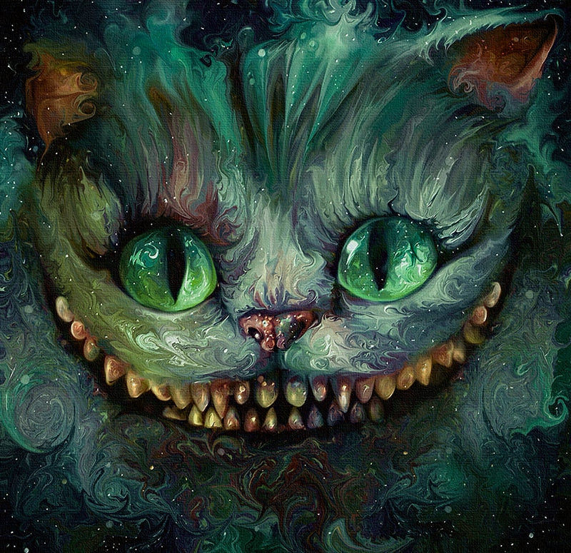 Cheshire Cat Diamond Painting - Green / square 25x25cm