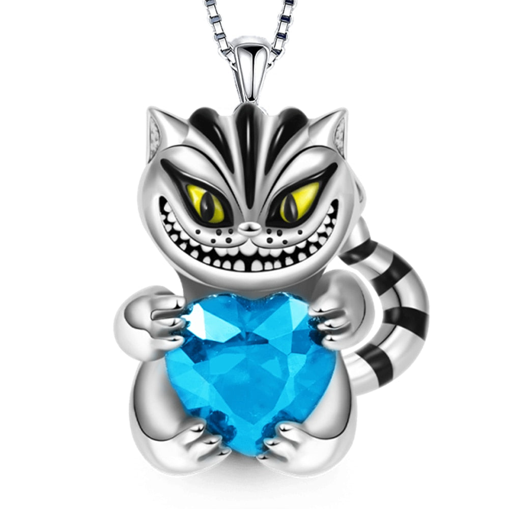 Cheshire Cat Smile Necklace - Blue - Cat necklace