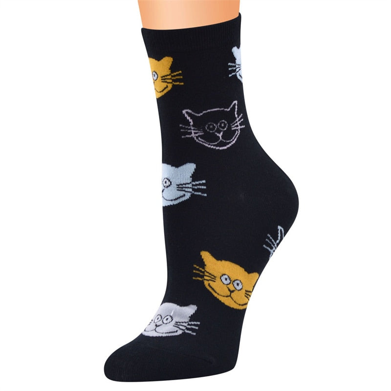 Cheshire Cat Socks - Black Yellow Cat - Cat Socks
