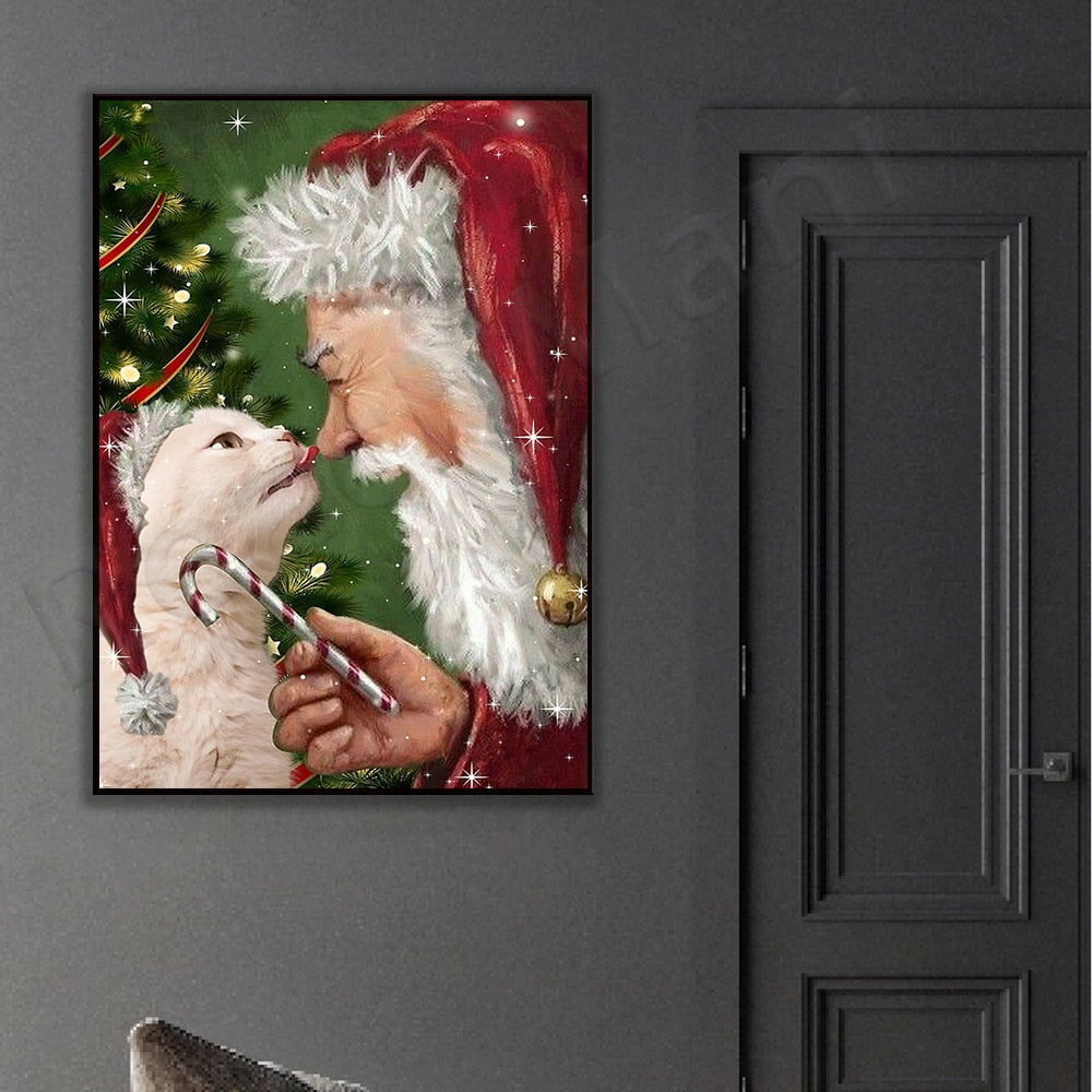 Christmas Cat Painting