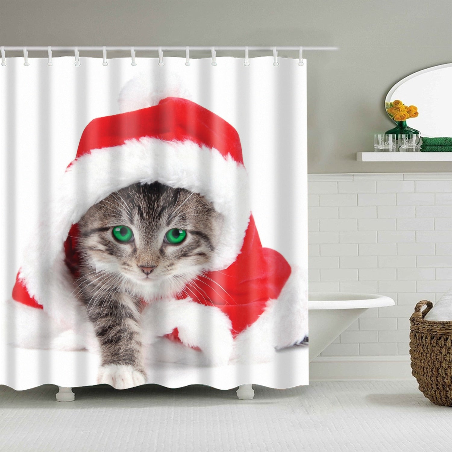 Christmas Cat Shower Curtain - Cat / 150*180cm