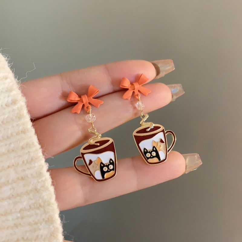 Coffee Cat Earrings - Cat earrings