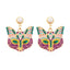 Colorful Cat Head Earrings - Purple - Cat earrings