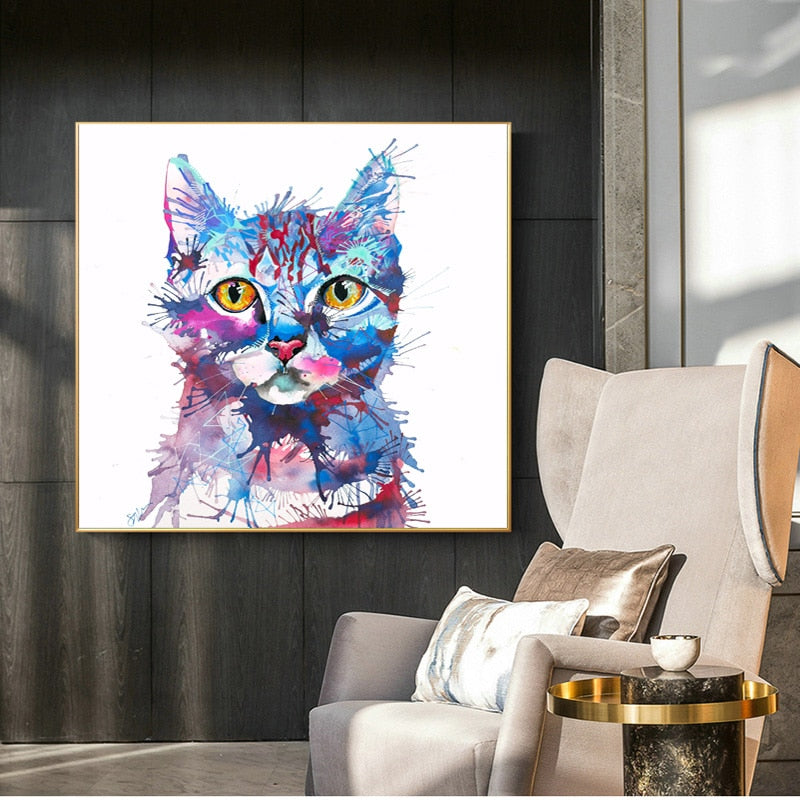 Colorful Cat Painting