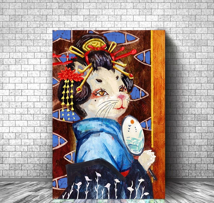 Colorful Cat Wall Art - 20x30cm no frame / Orange