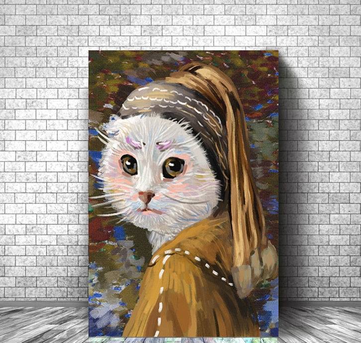 Colorful Cat Wall Art - 20x30cm no frame / Yellow