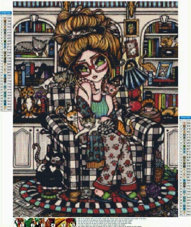 Crazy Cat Lady Diamond Painting - Black / AB Square 30x40cm