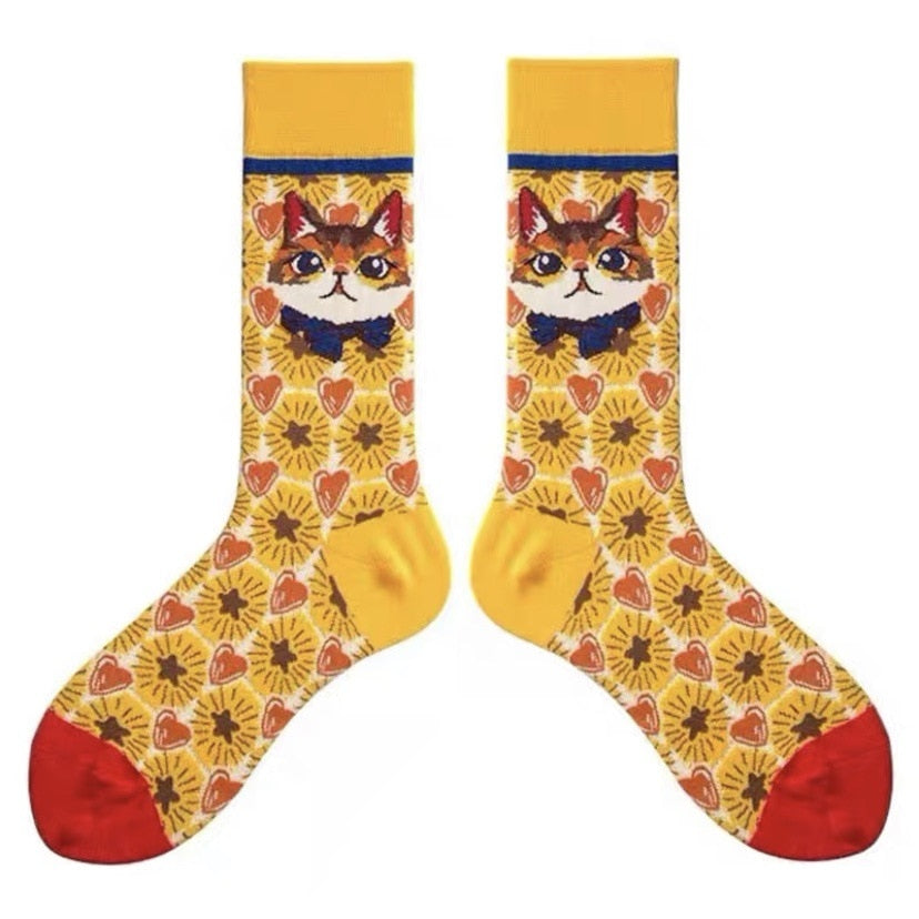 Crochet Cat Socks - Yellow / EUR36-41 - Cat Socks