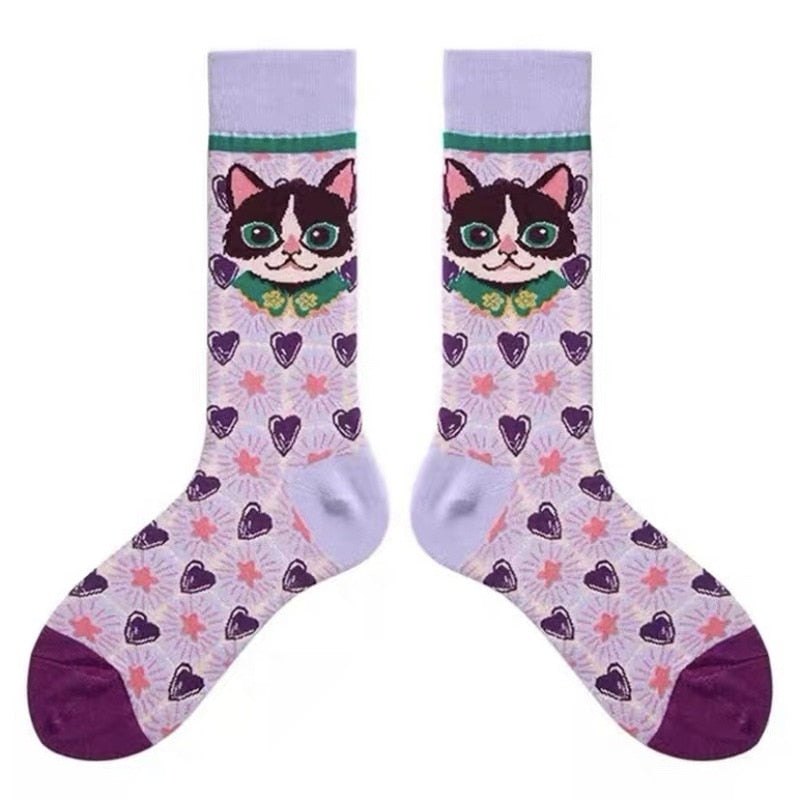 Crochet Cat Socks - Purple / EUR36-41 - Cat Socks