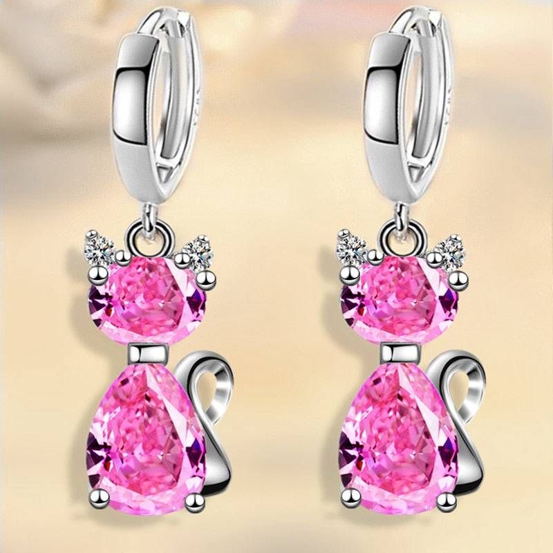 Crystal Cat Earrings - Cat earrings