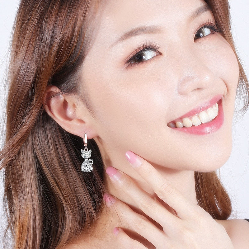 Crystal Cat Earrings - Cat earrings