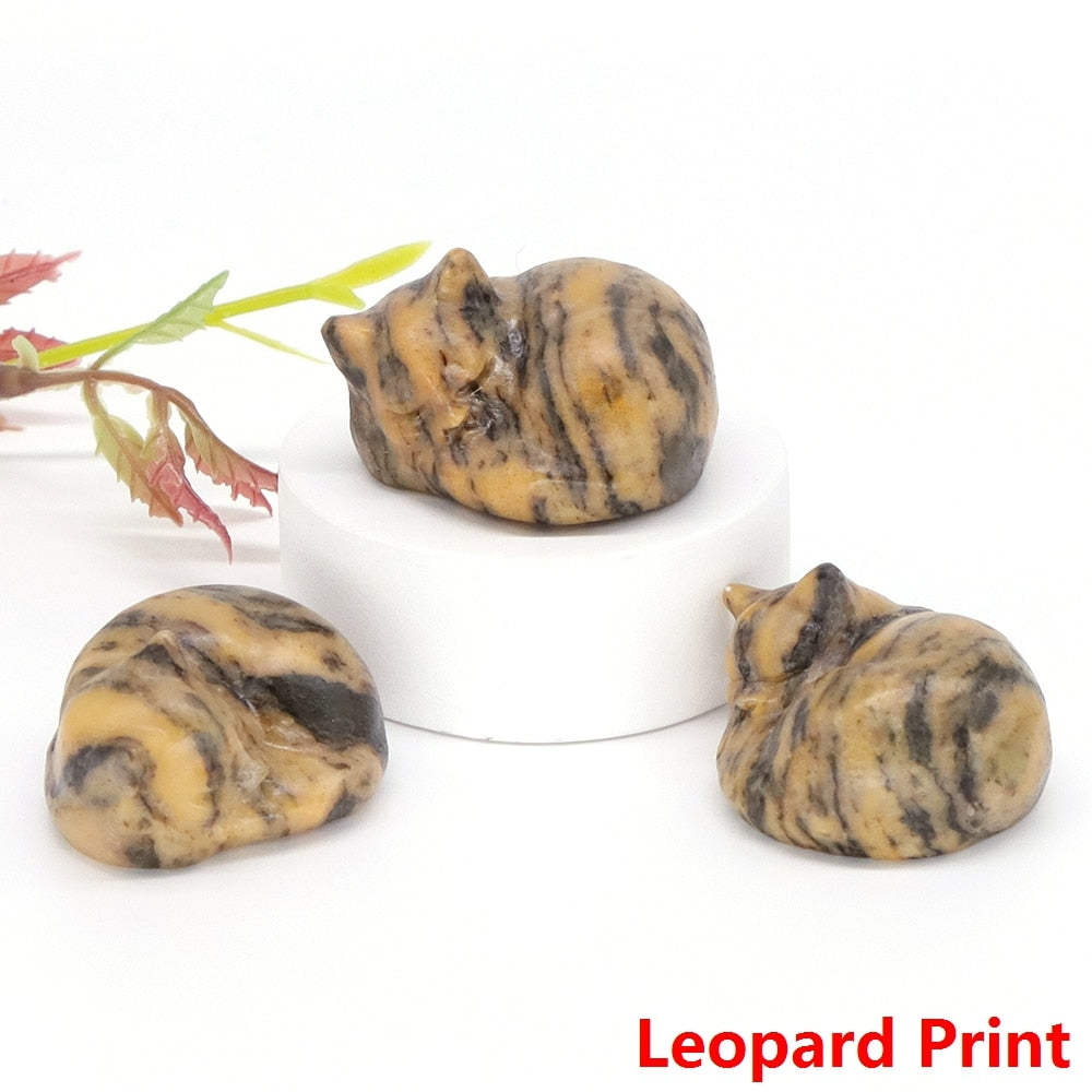 Crystal Cat Figurine - Leopard Skin Jasper / 1pc