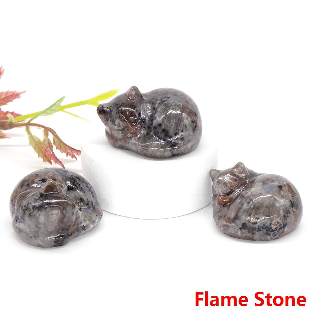 Crystal Cat Figurine - Flame Stone / 1pc