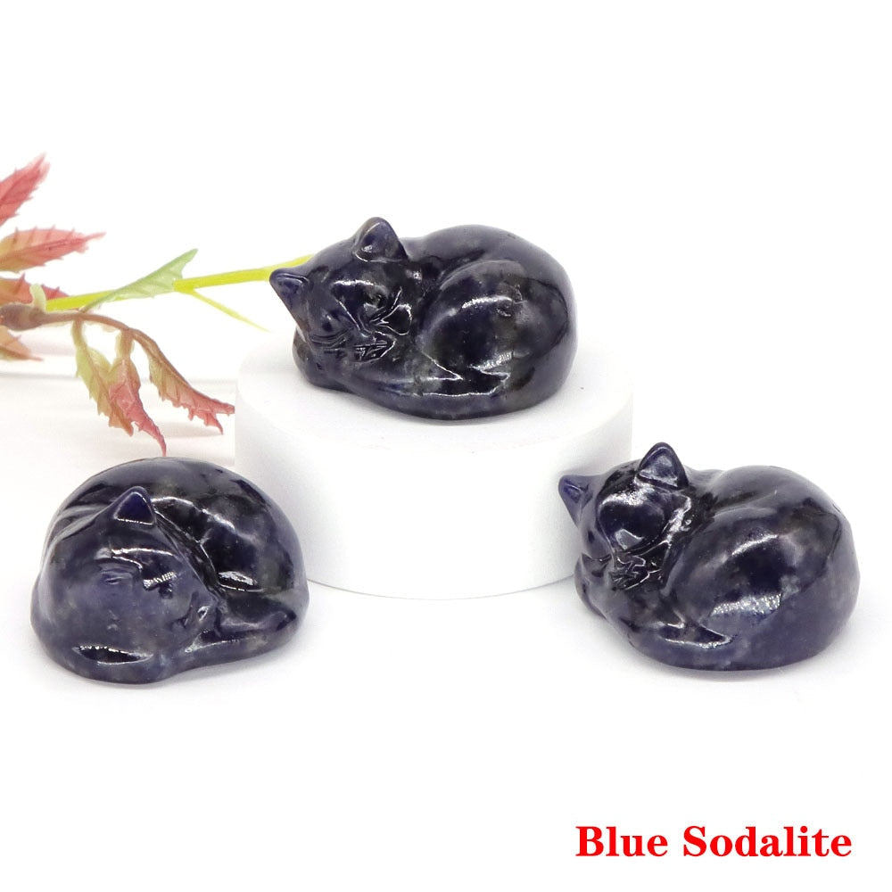 Crystal Cat Figurine - Blue Sodalite / 1pc