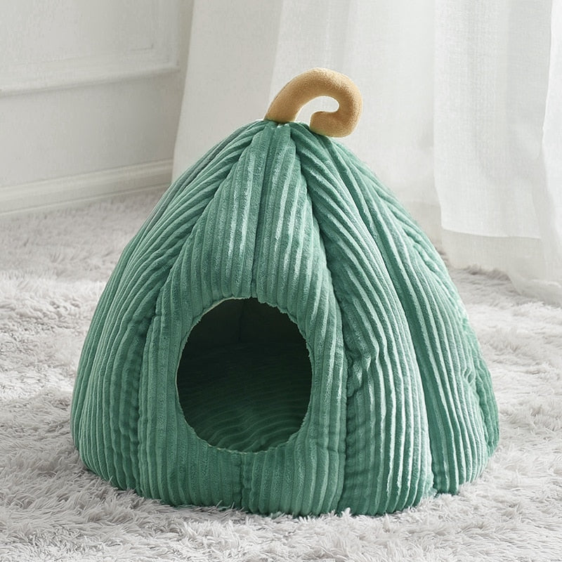 Cushioned Cat Bed - 2021-Green / L40xW40xH38CM