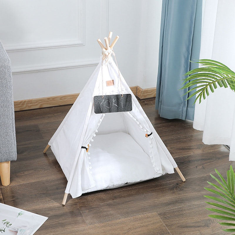 Cushioned Tent Cat Bed - White / 48X48X46X32CM