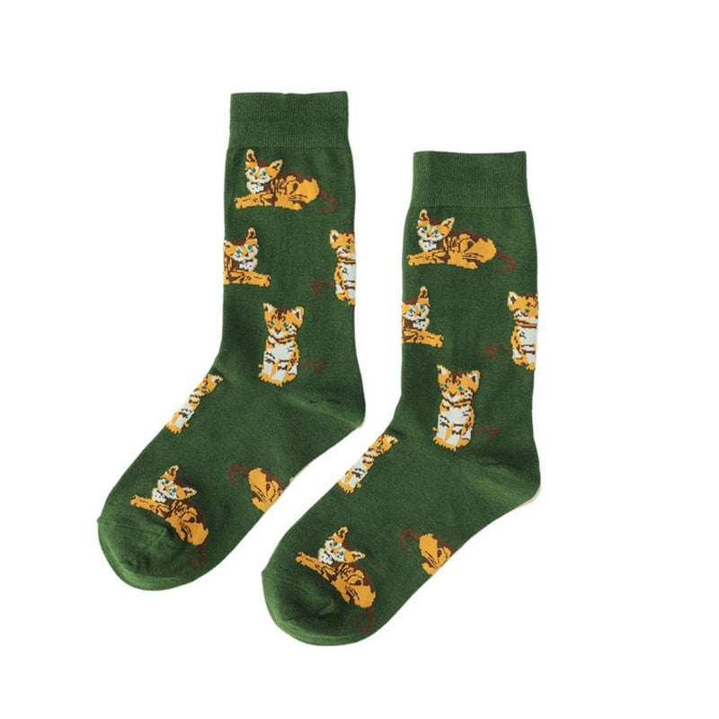 Custom Cat Socks - Green - Cat Socks