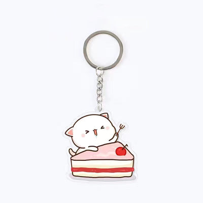 Cute Acrylic Cat Keychain - Cake - Cat Keychains