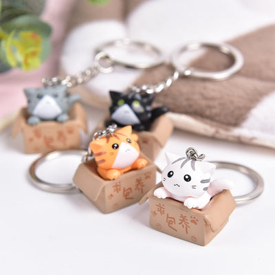 Cute Box Cat Keychain - Cat Keychains