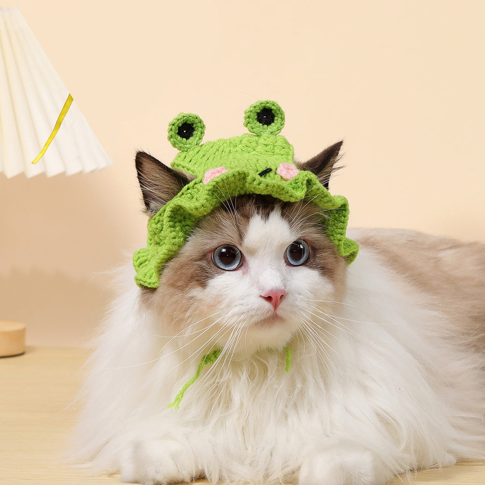 Cute Bucket Hat for Cats - Green frog / S - Hat for Cats