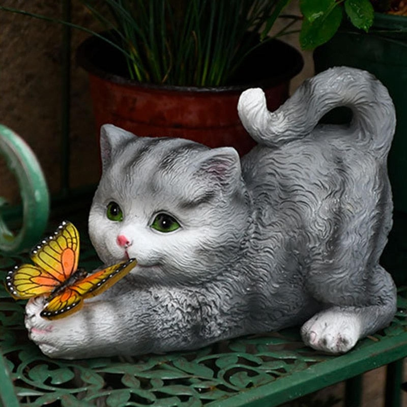 Cute Butterfly Cat Statue