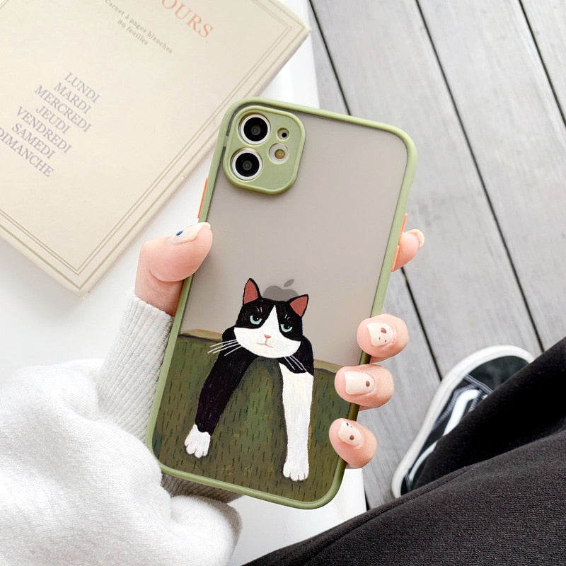 Cute Cartoon Cat iPhone Case - for iphone 7 or 8 / Black -