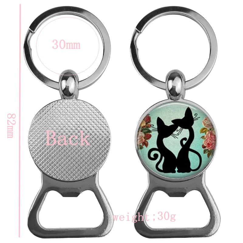 Cute Cat Bottle Opener Keychain - Cat Keychains