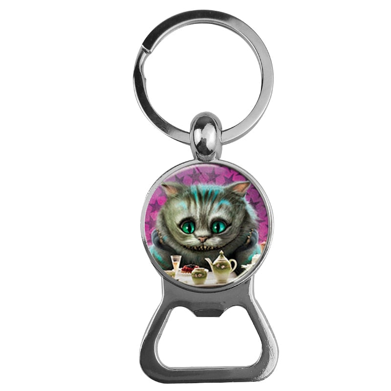 Cute Cat Bottle Opener Keychain - Purple - Cat Keychains