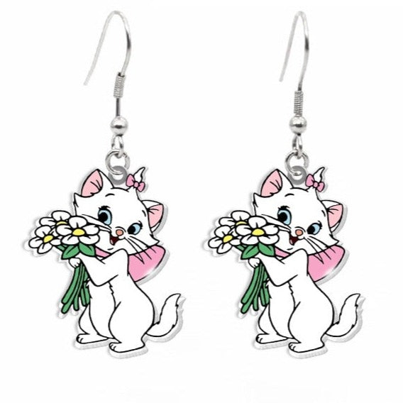 Cute Cat Earrings - Flower - Cat earrings