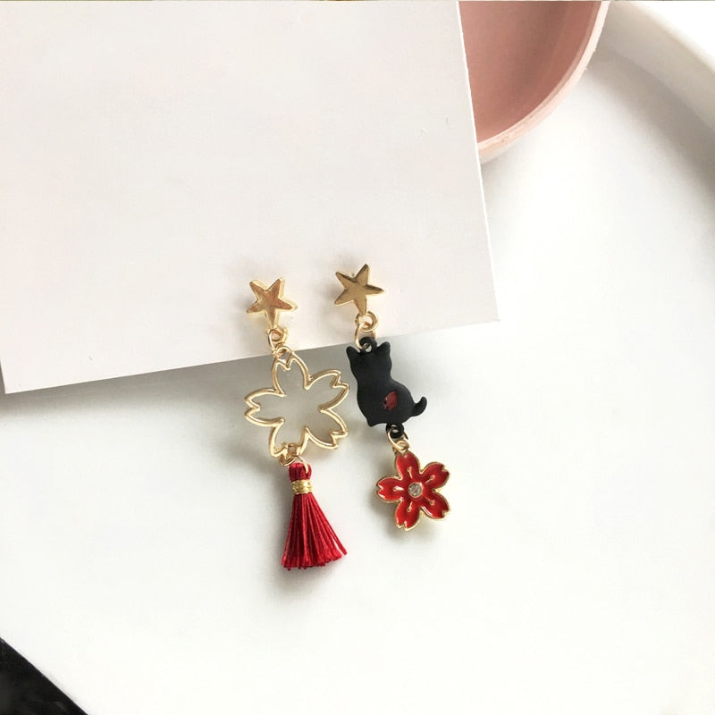 Cute Cat Earrings Gold - Cat earrings
