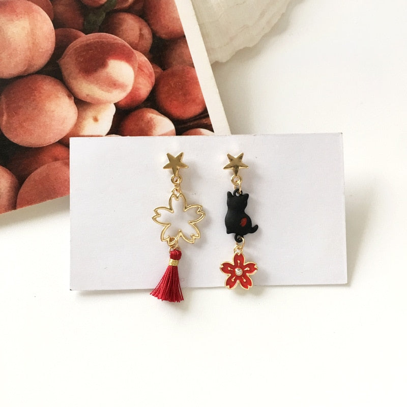 Cute Cat Earrings Gold - Cat earrings