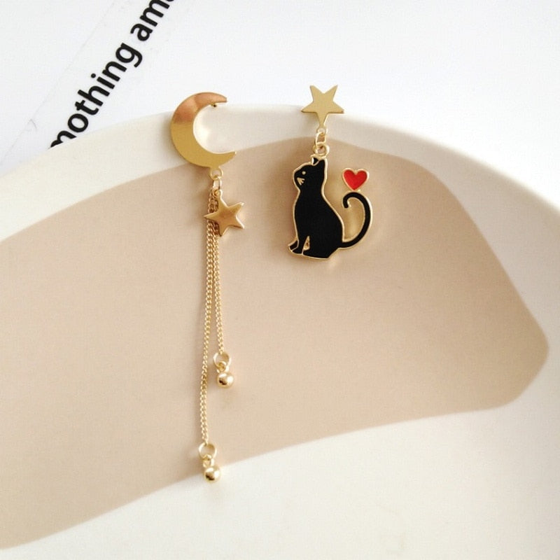 Cute Cat Earrings Gold - Cat earrings