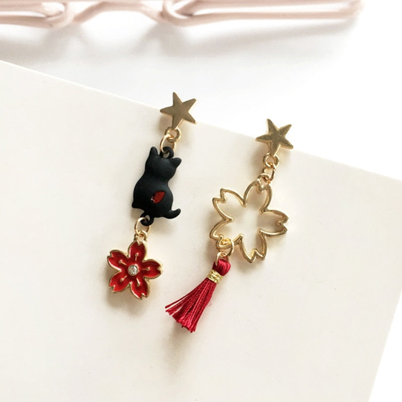 Cute Cat Earrings Gold - Cat earrings