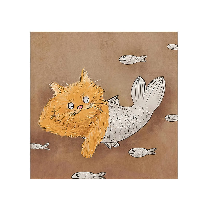 Cute Cat Face Painting - 20x20CM NO FRAME / Gold